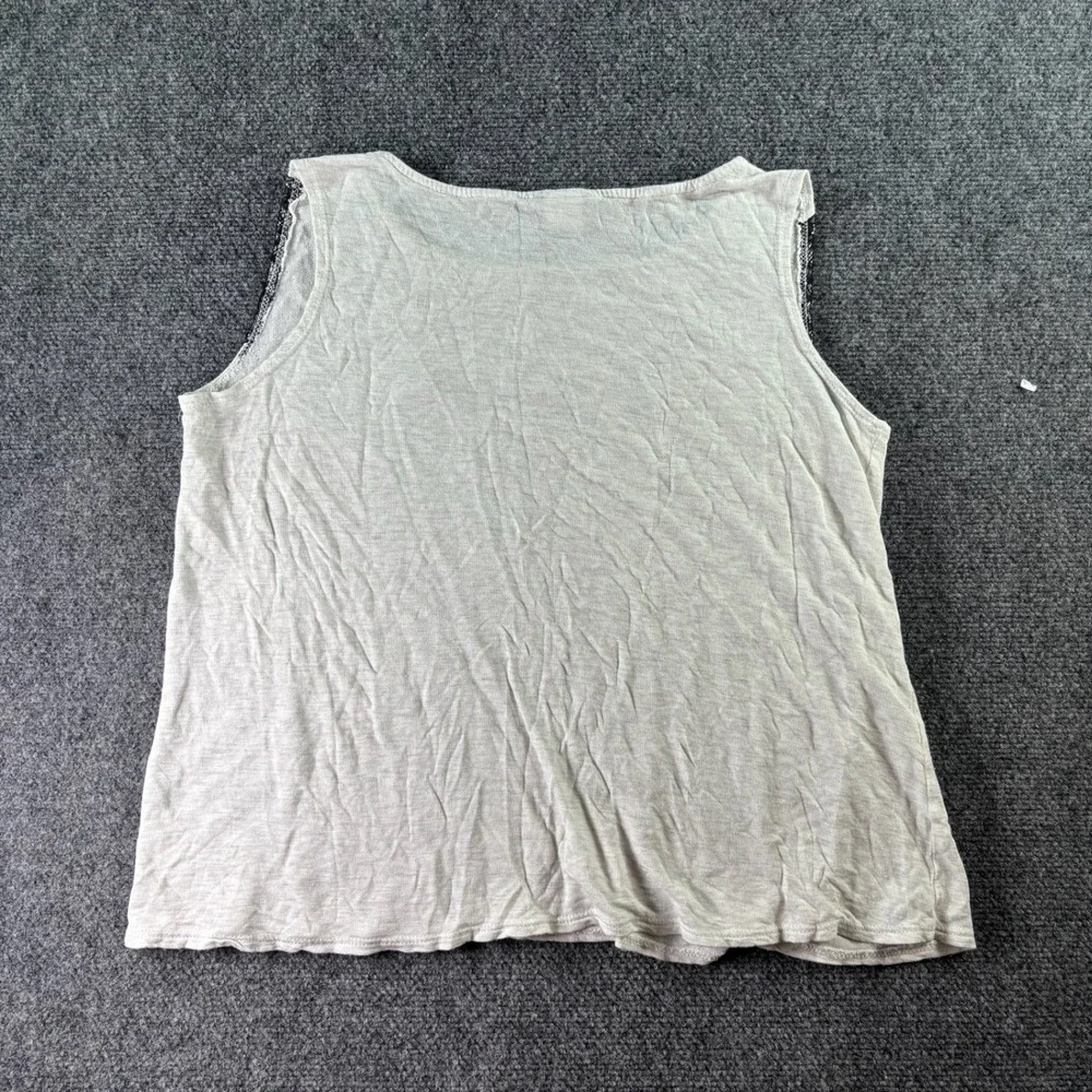 Torrid Tank Top Womens 0 L Oatmeal Black Lace Yoke Sleeveless Boho Eyelash Trim